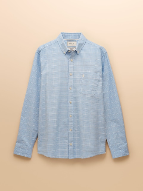 joules Oxford Classic Fit Light Blue Check Long Sleeve Cotton Shirt