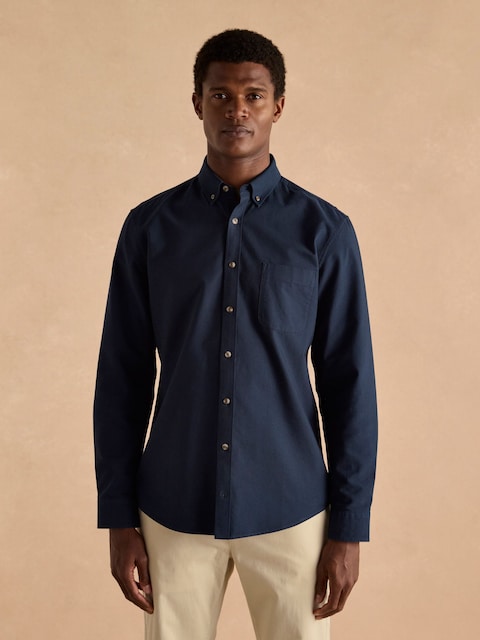 Joules Oxford Classic Fit Navy Blue Long Sleeve Cotton Shirt