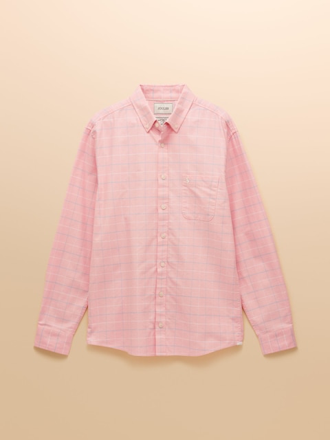 joules Oxford Classic Fit Pink Check Long Sleeve Cotton Shirt