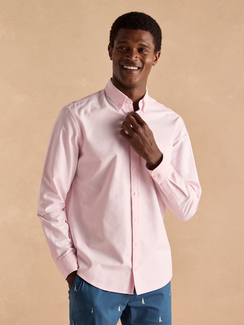 Joules Oxford Classic Fit Pink Long Sleeve Cotton Shirt