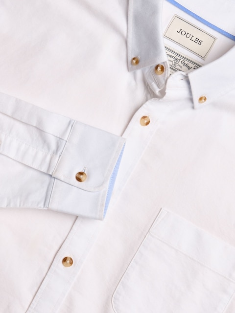 Joules Oxford Classic Fit White Long Sleeve Cotton Shirt