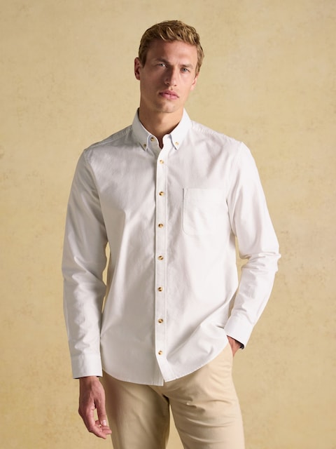 Joules Oxford Classic Fit White Long Sleeve Cotton Shirt