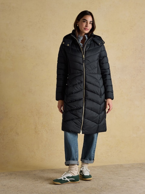 Joules Pembury Navy Showerproof Longline Padded Coat With Hood