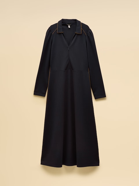 joules Philipa Navy Ponte Zip Front Long Sleeve Dress with Collar