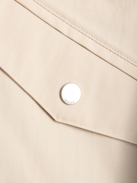 joules Portwell Beige Waterproof Raincoat With Hood and Adjustable Waist