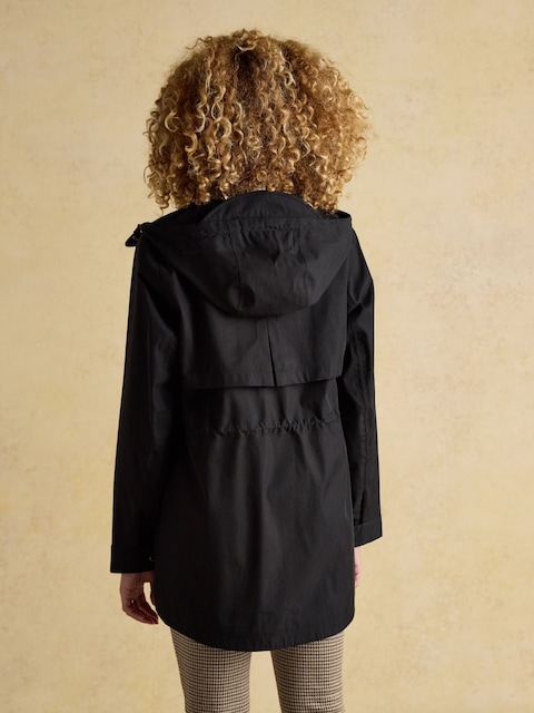Joules Portwell Black Waterproof Raincoat With Hood And Adjustable Waist