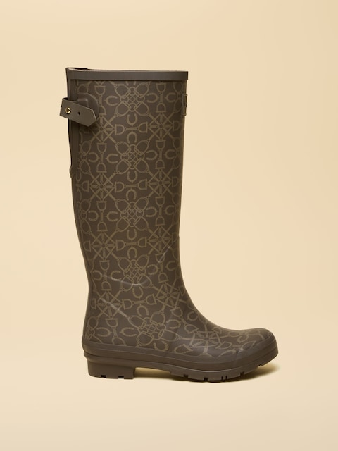 Joules Printed Brown Adjustable Tall Waterproof Wellies