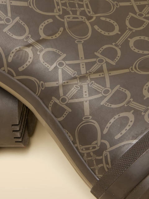 joules Printed Brown Adjustable Tall Waterproof Wellies