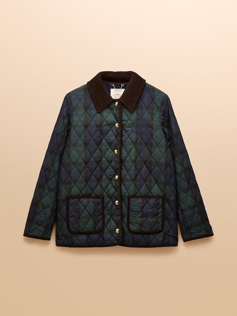 joules Quinn Blackwatch Showerproof Diamond Quilted Coat