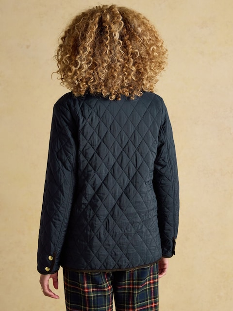 Joules Quinn Navy Blue Showerproof Diamond Quilted Coat