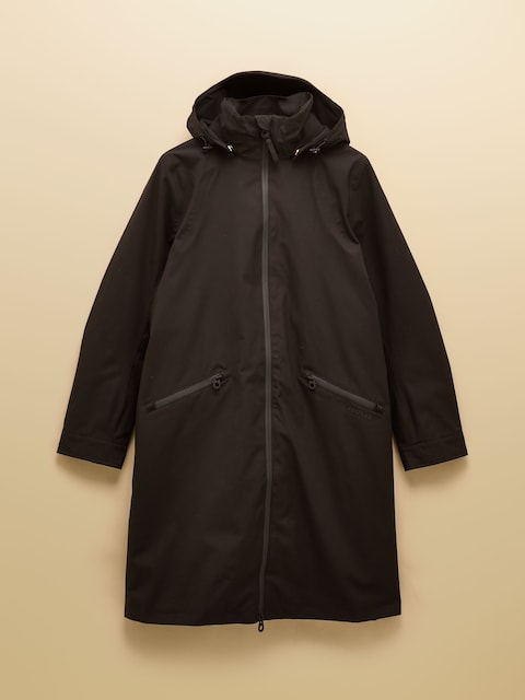 joules Rainaway Black Lightweight Waterproof Longline Raincoat with Hood