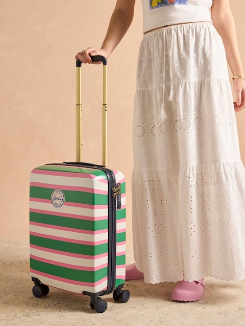 Joules Resort Stripe Cabin Four Wheel Hard Shell Suitcase