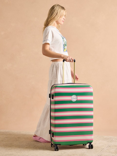Joules Resort Stripe Large Four Wheel Hard Shell Suitcase