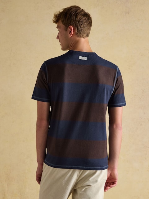 Joules Rugby Club Brown/Navy Crew Neck Cotton T-Shirt