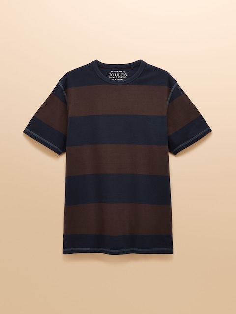 joules Rugby Club Brown/Navy Crew Neck Cotton T-Shirt