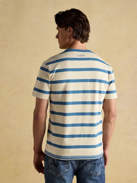 Joules Rugby Club Cream/Blue Crew Neck Cotton T-Shirt