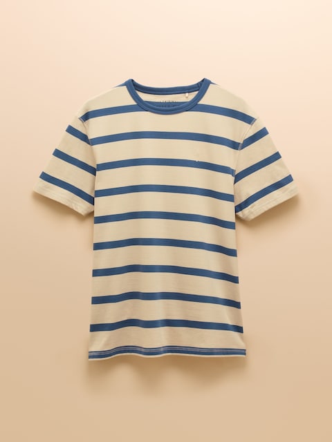 joules Rugby Club Cream/Blue Crew Neck Cotton T-Shirt