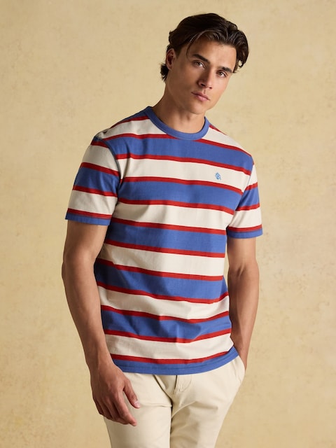 Joules Rugby Club White/Blue Crew Neck Cotton T-Shirt