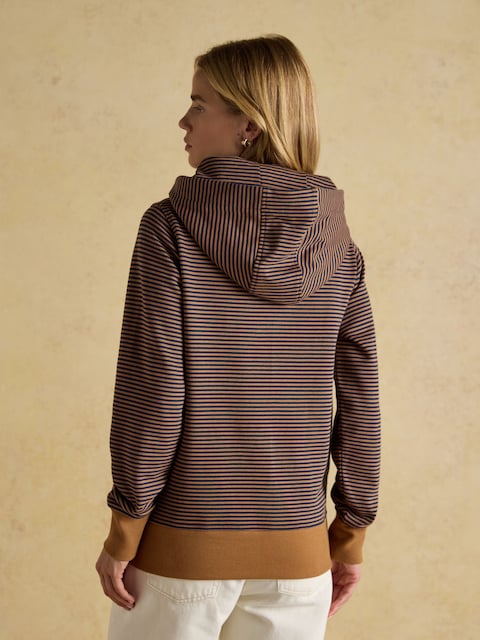 Joules Rushton Tan/Navy Stripe Cotton Cowl Neck Hoodie