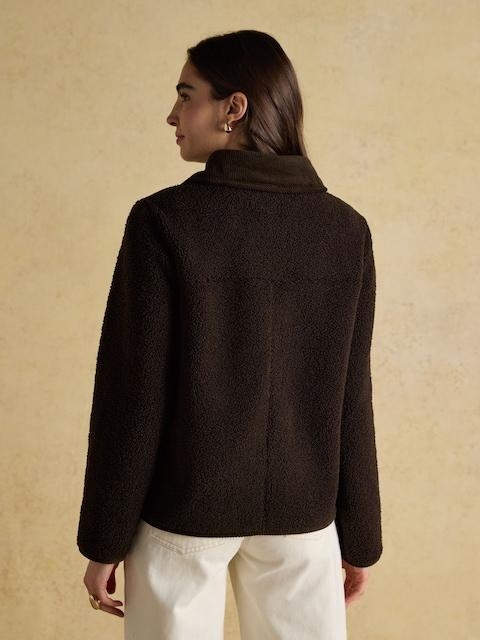 Joules Sadie Chocolate Brown Collared Fleece Jacket