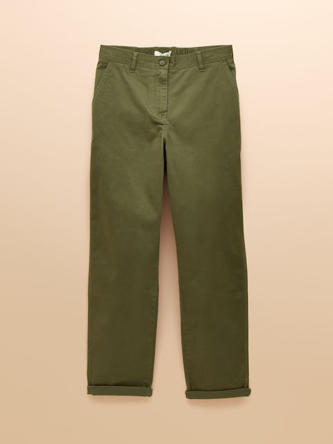 joules Slim Straight Khaki Green Chino Trousers with Elasticated Waist