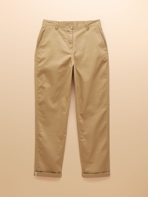 joules Slim Straight Tan Chino Trousers with Elasticated Waist