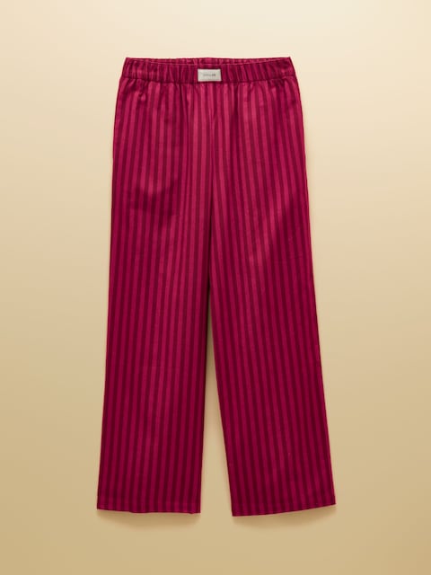 joules Stella Pink Stripe Woven Brushed Cotton Trouser