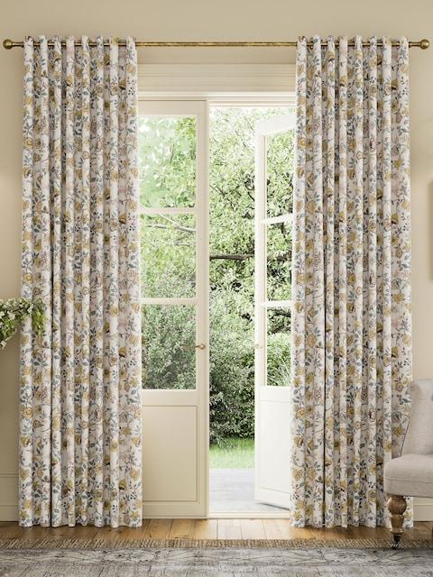 Joules Teal Indienne Floral Blackout Eyelet Curtains