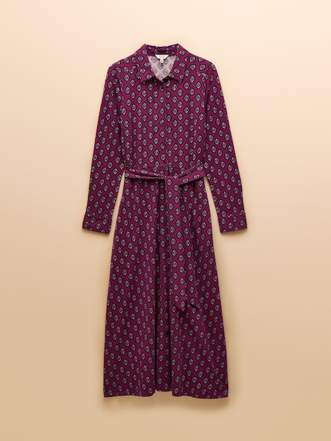 joules Theodora Cotton Rich Burgundy Red Jersey Shirt Dress