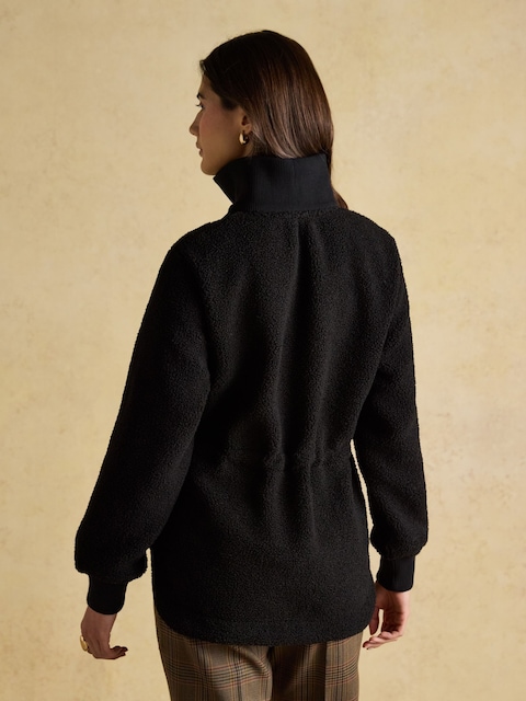 Joules Thurleston Black Borg Half Zip Zip Fleece With Adjustable Waist