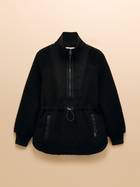 joules Thurleston Black Borg Half Zip Zip Fleece with Adjustable Waist