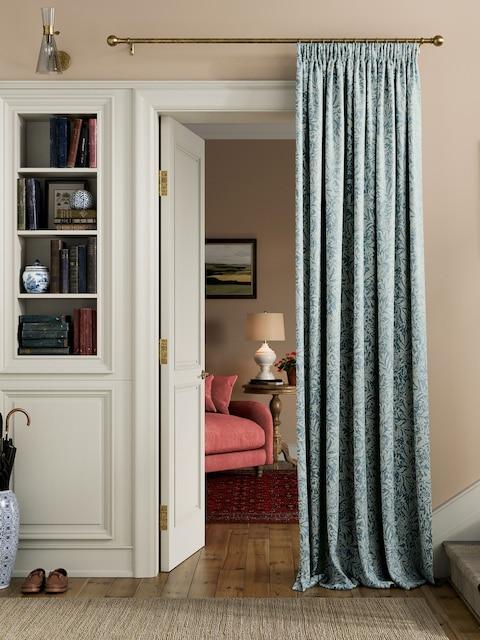 Joules Twilight Ditsy Set Of 2 Blue Pencil Pleat Curtains