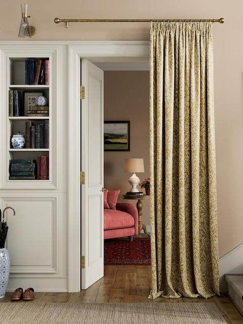 Joules Twilight Ditsy Set Of 2 Gold Pencil Pleat Curtains