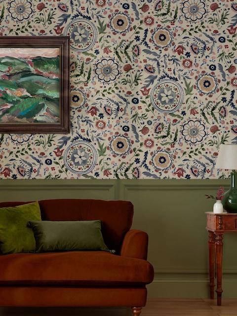 Joules White Festival Flowers Antique 10M Wallpaper