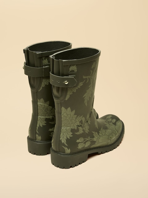 Joules Wistow Khaki Green Printed Adjustable Mid Calf Wellies