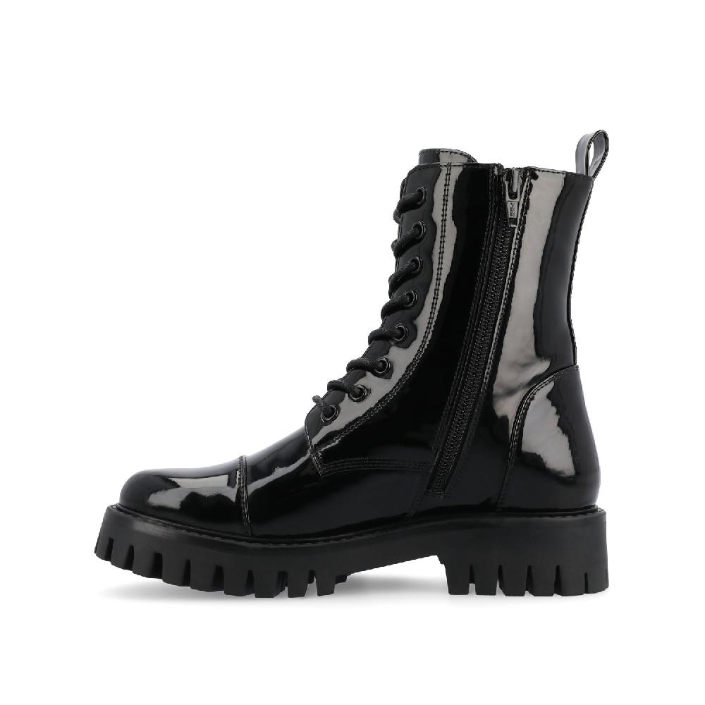 Journee Collection AALEY LACE-UP BOOTIES IN VEGAN LEATHER Bone PU