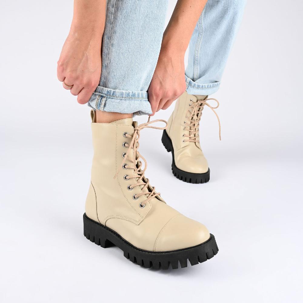 Journee Collection AALEY LACE-UP BOOTIES IN WIDE Bone