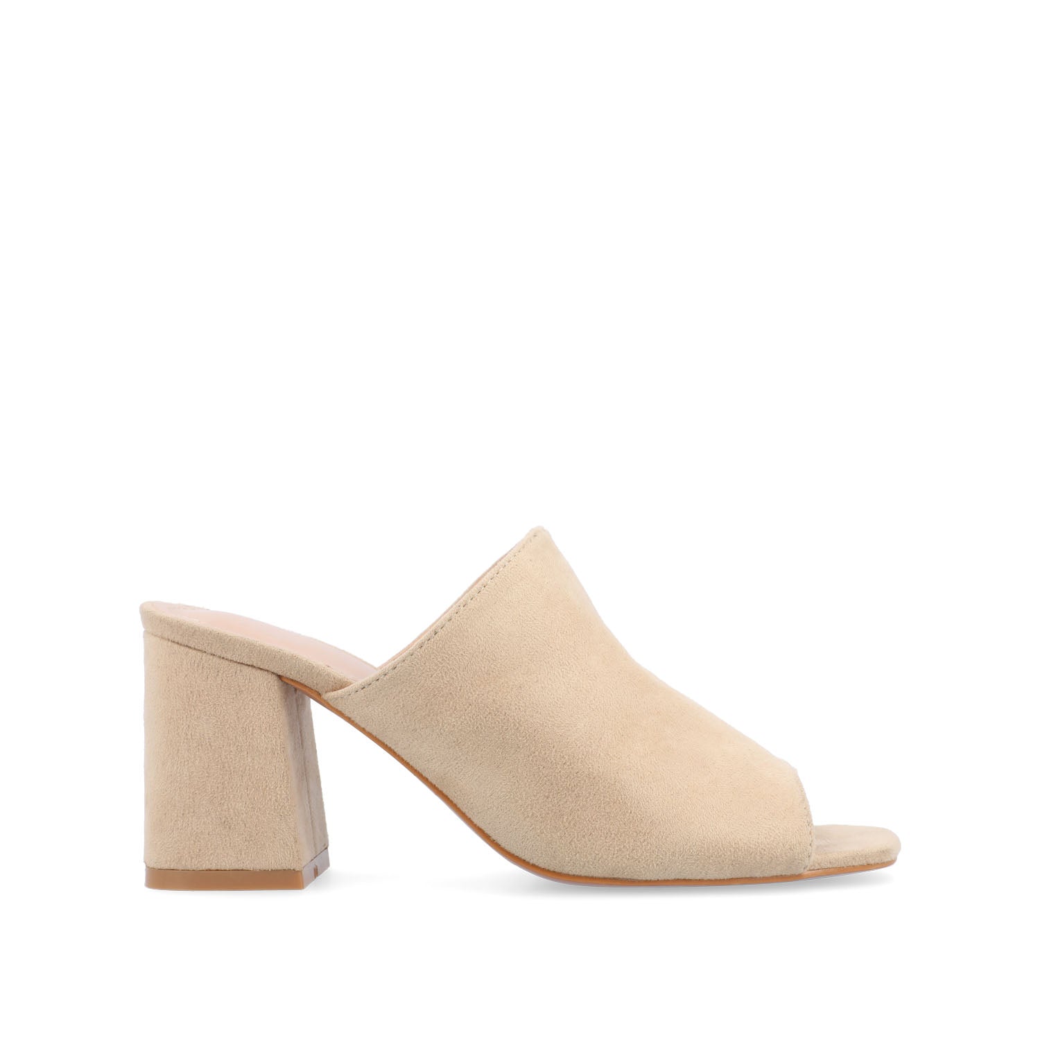 journee collection ADELAIDE MULE BLOCK HEELS IN FAUX SUEDE Nude