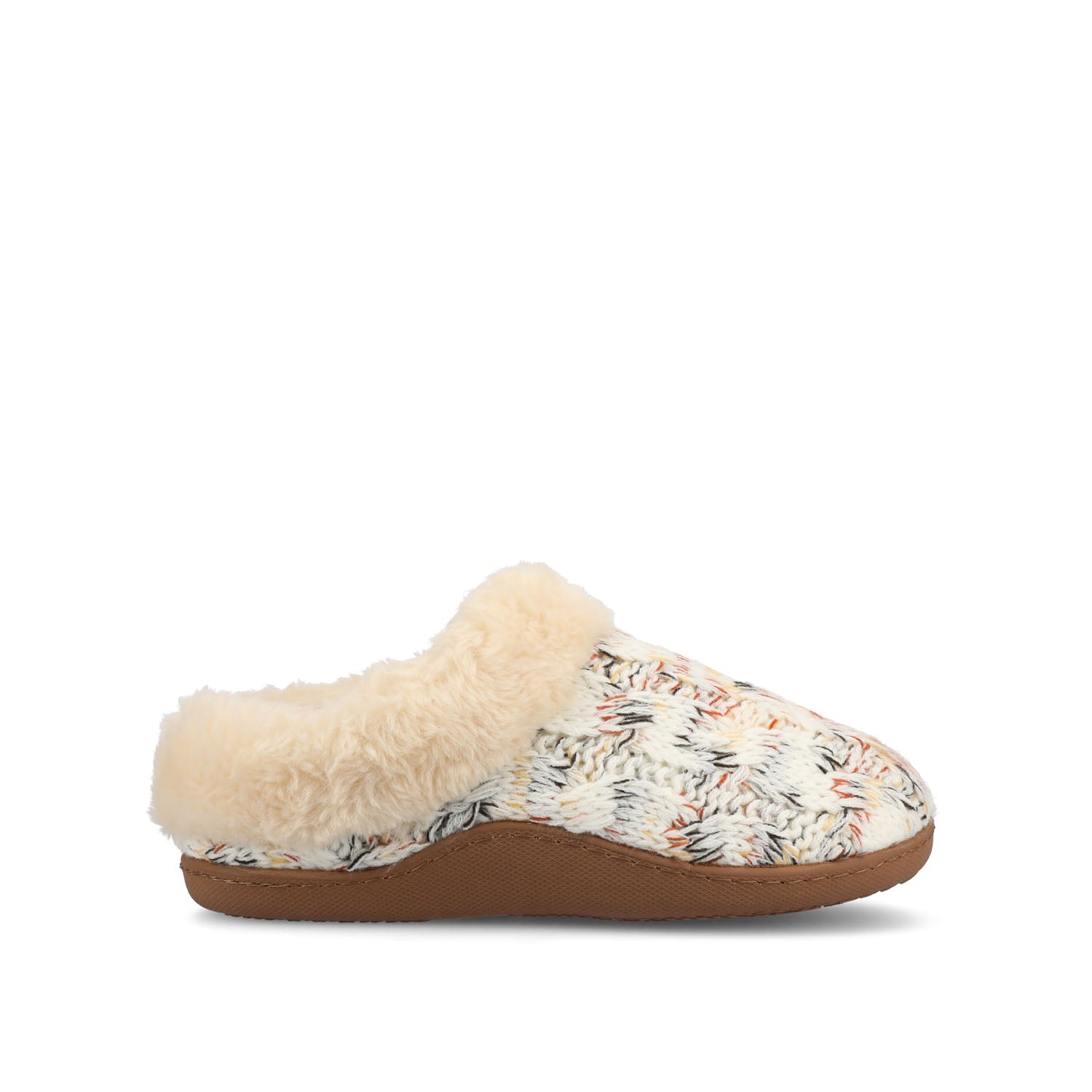 journee collection ADIAH SLIPPERS IN SWEATER CABLE KNIT Beige Knit