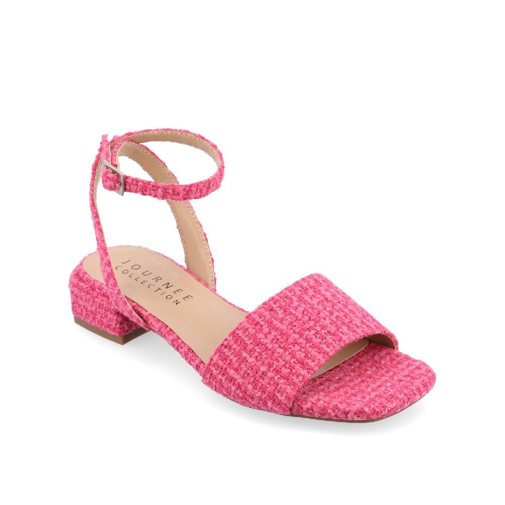 Journee Collection ADLEEY STRAPPY LOW BLOCK HEELS IN TWEED Magenta Tweed