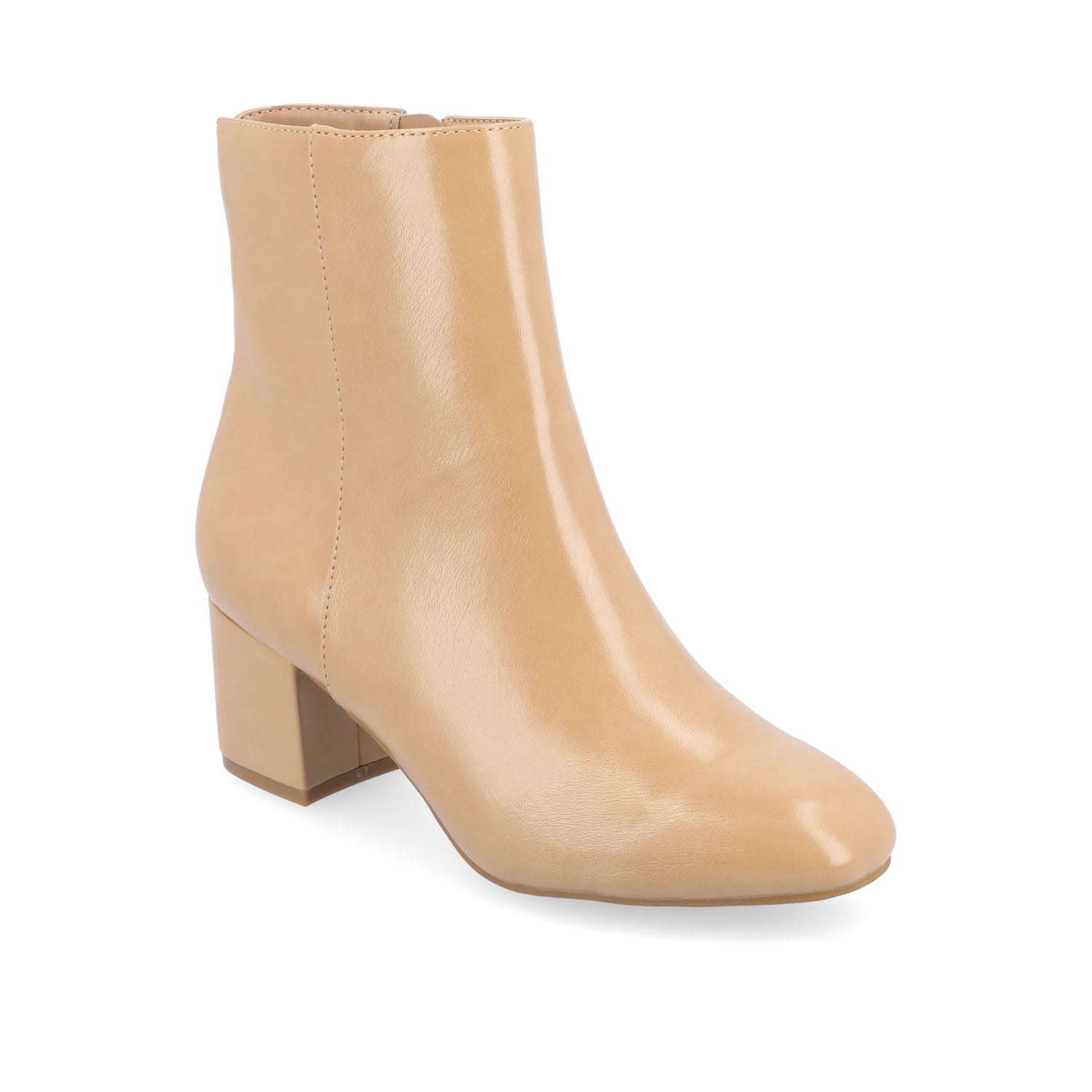 Journee Collection ADRIA SQUARE-TOE BOOTIES IN FAUX LEATHER Tan