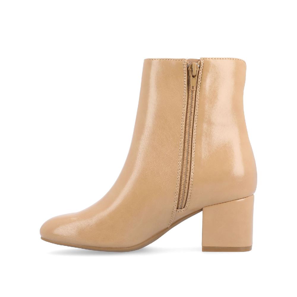 Journee Collection ADRIA SQUARE-TOE BOOTIES IN FAUX LEATHER Tan