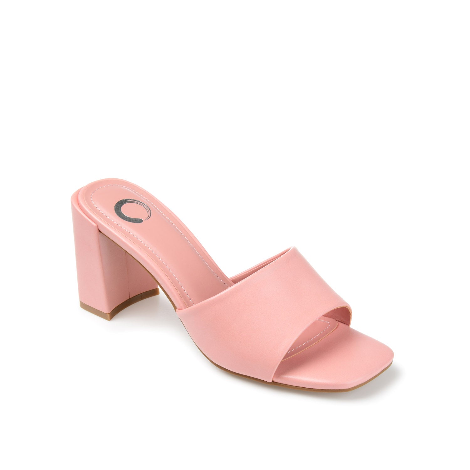 Journee Collection ALISIA MULED BLOCK HEELS IN FAUX LEATHER Pink