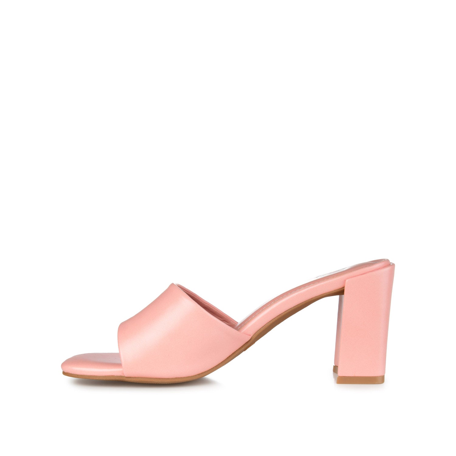 Journee Collection ALISIA MULED BLOCK HEELS IN FAUX LEATHER Pink