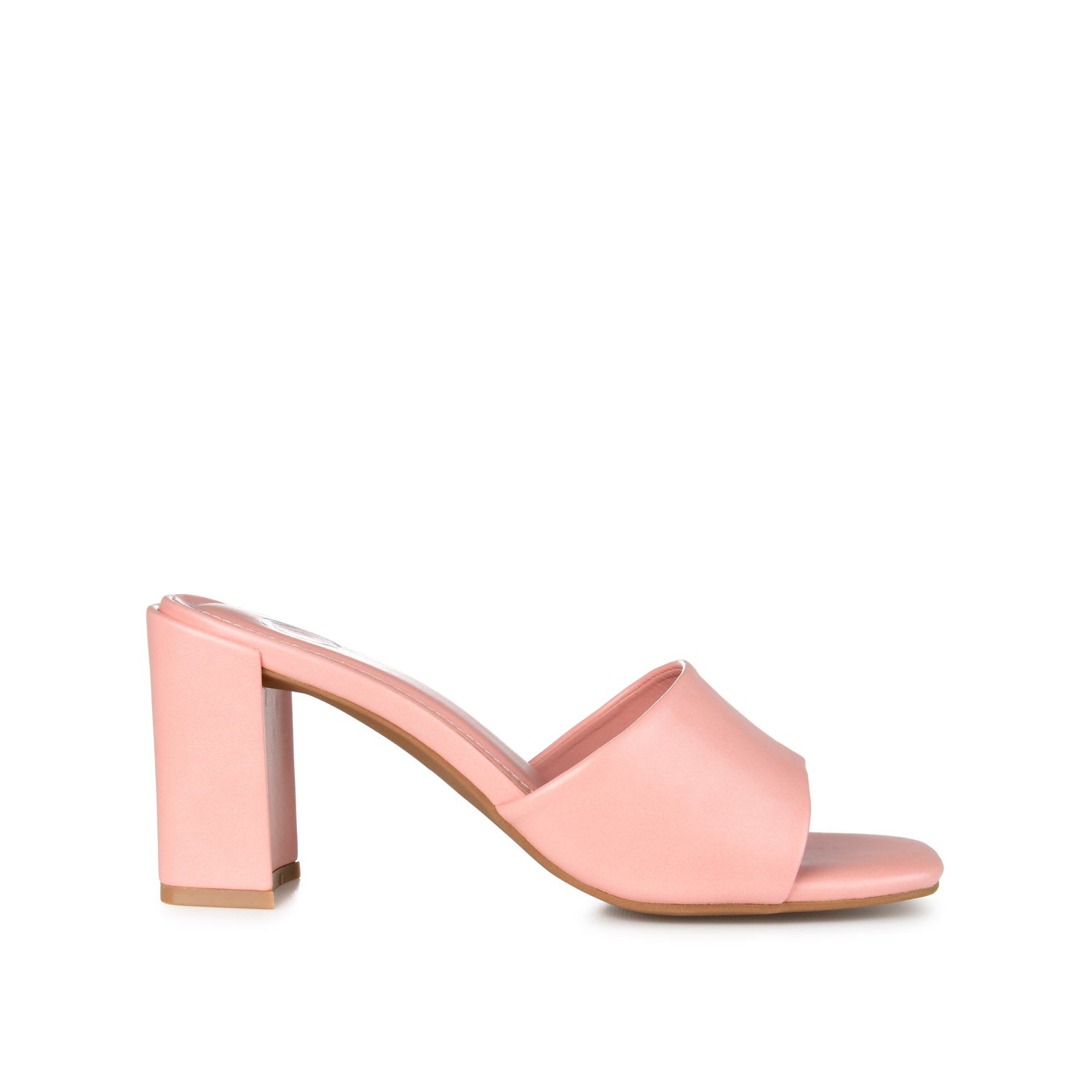 journee collection ALISIA MULED BLOCK HEELS IN FAUX LEATHER Pink