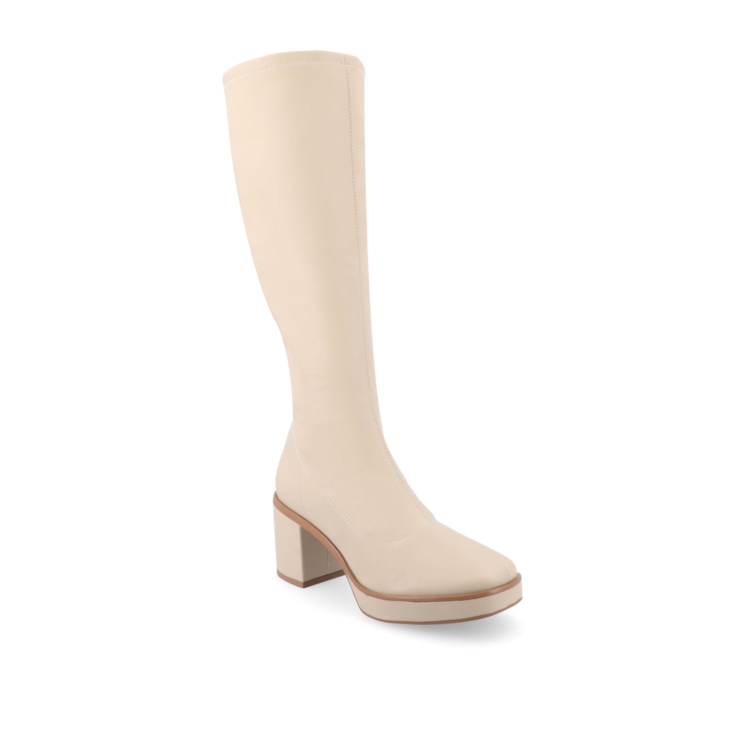 Journee Collection ALONDRA KNEE HIGH BOOTS IN FAUX LEATHER Cream