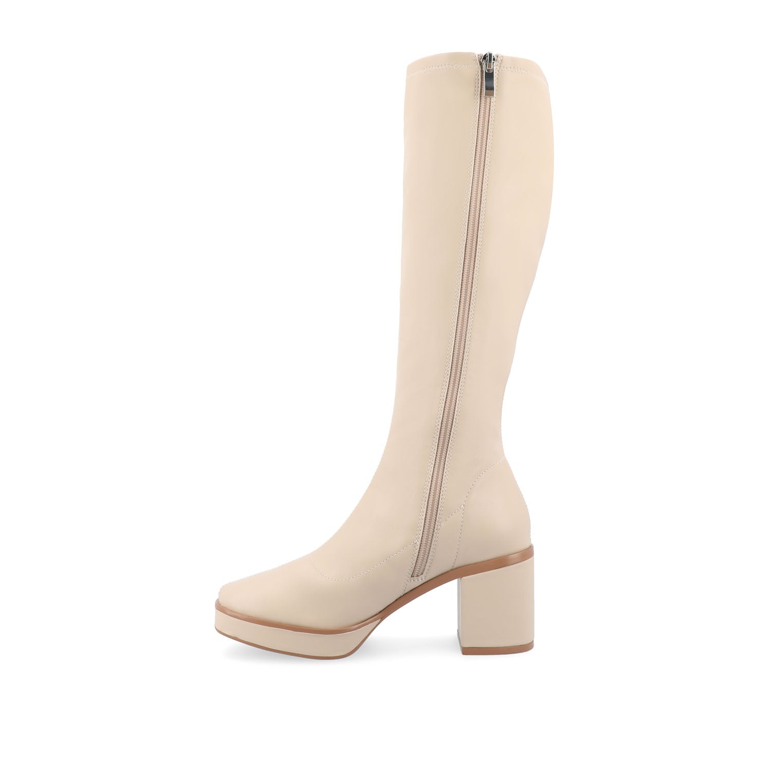 Journee Collection ALONDRA KNEE HIGH BOOTS IN FAUX LEATHER Cream