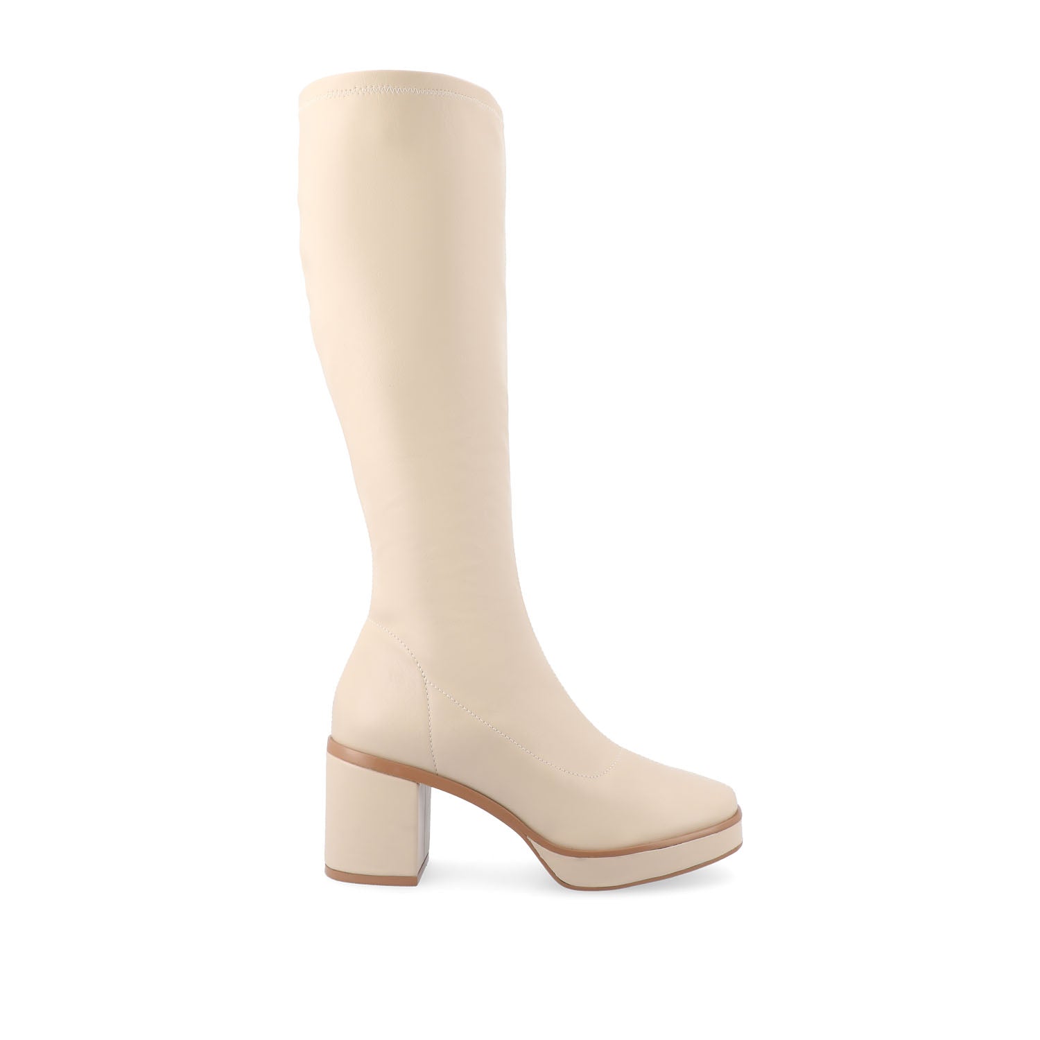 journee collection ALONDRA KNEE HIGH BOOTS IN WIDE CALF Cream