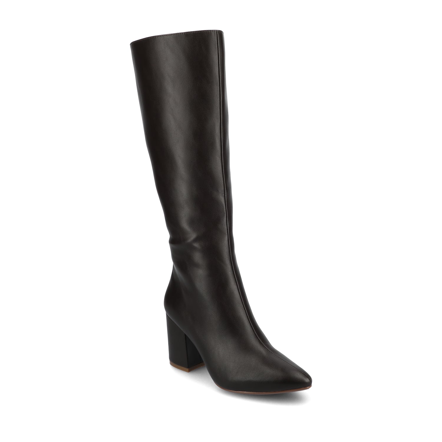Journee Collection AMEYLIA VEGAN LEATHER KNEE-HIGH BOOTS IN WIDE WIDTH & CALF Black PU