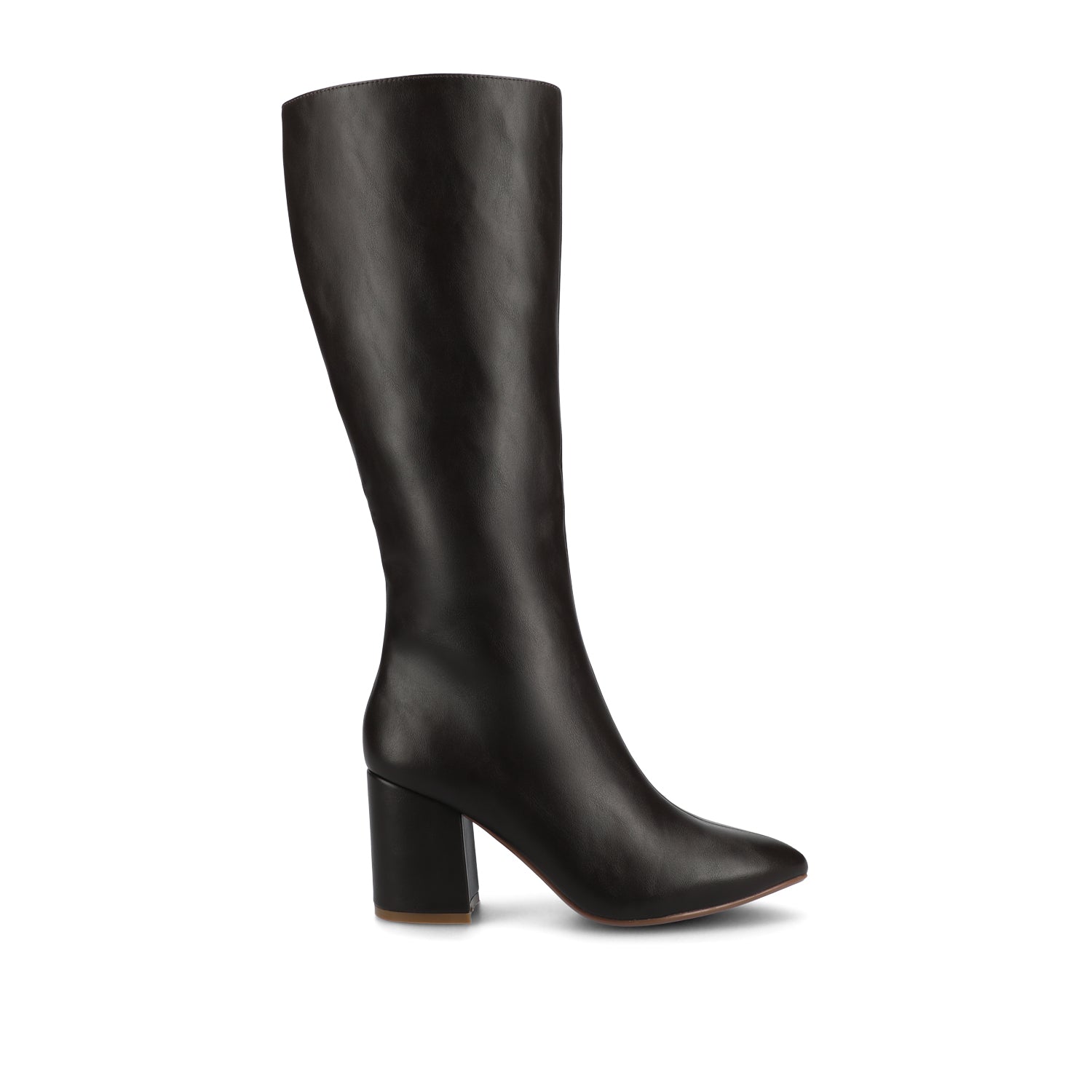 journee collection AMEYLIA VEGAN LEATHER KNEE-HIGH BOOTS IN WIDE WIDTH & CALF Black PU